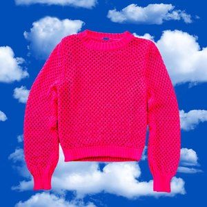 HOT PINK FISHNET SEE THROUGH SWEATER